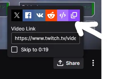 Copy twitch video url